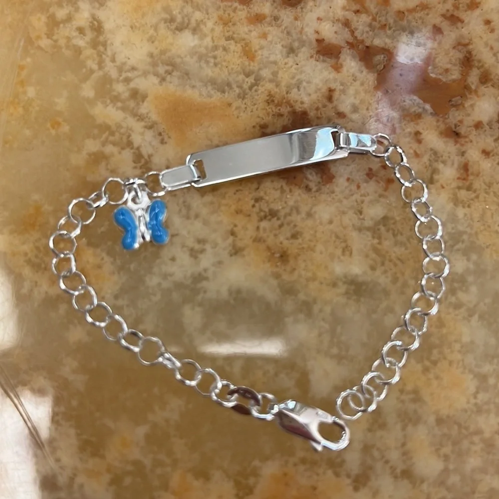 925 SILVER KIDS ID RED LADYBUG BRACELET 6.25